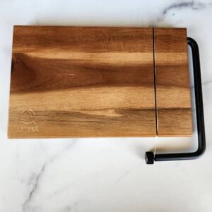 Artesa wooden cutting board cheese wire slicer natural brown